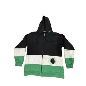 NOMIS Snowboard Skate Hoodie Green White Black Embroidered Full Zip Men's M